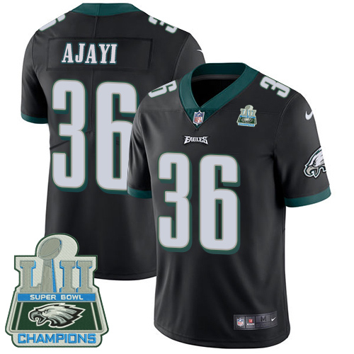 Nike Eagles #36 Jay Ajayi Black Alternate Super Bowl LII Champions Men's Stitched NFL Vapor Untouchable Limited Jersey - Click Image to Close